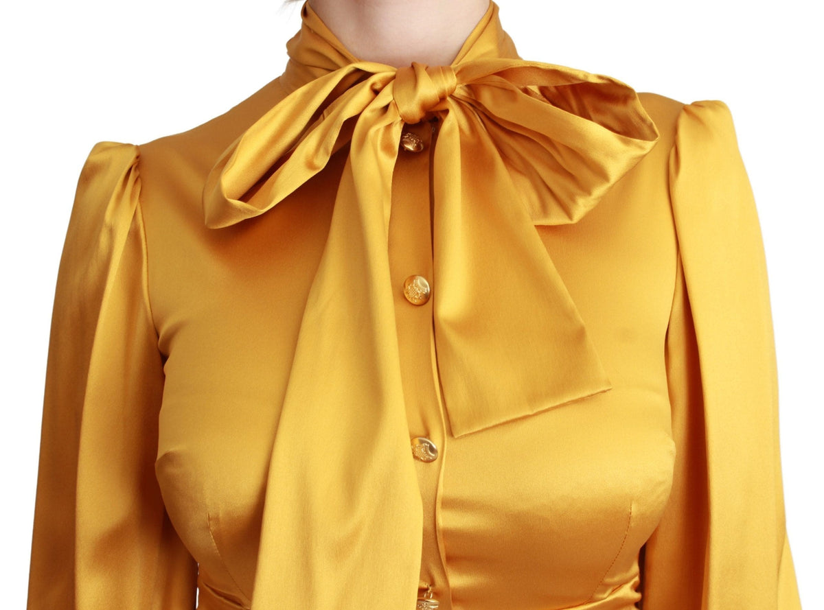 Mini-robe moulante en soie jaune radieux Dolce &amp; Gabbana