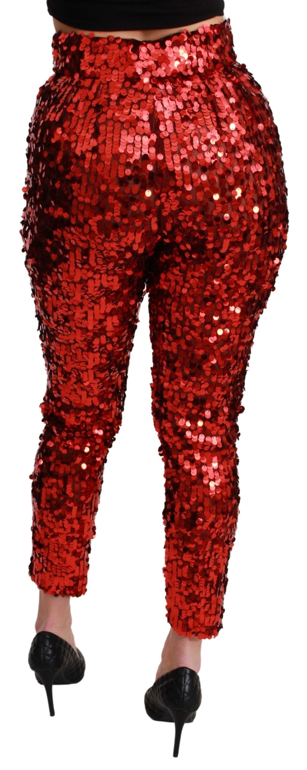 Pantalones rojos elegantes de talle alto y cropped de Dolce &amp; Gabbana