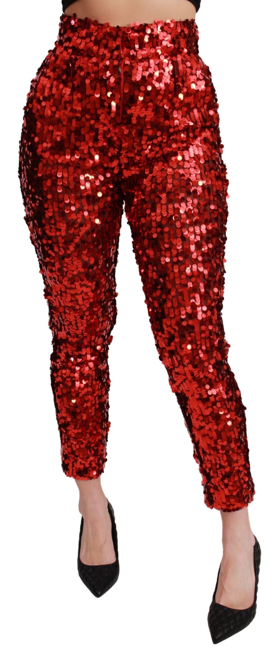 Pantalon court taille haute élégant Dolce &amp; Gabbana rouge