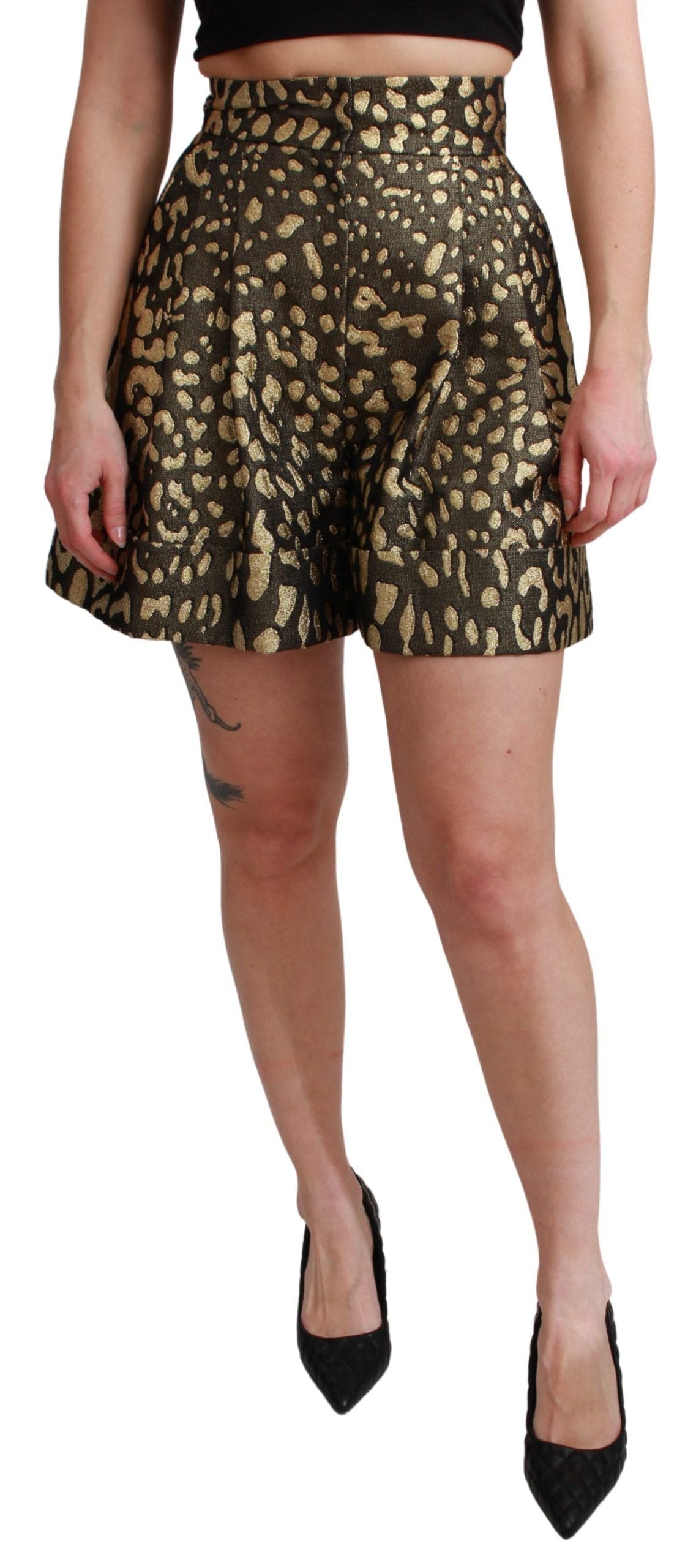 Short taille haute noir et doré de luxe Dolce &amp; Gabbana