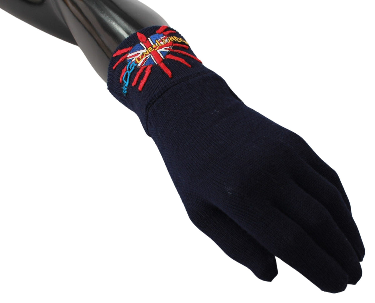 Gants unisexes en laine vierge bleue Dolce &amp; Gabbana