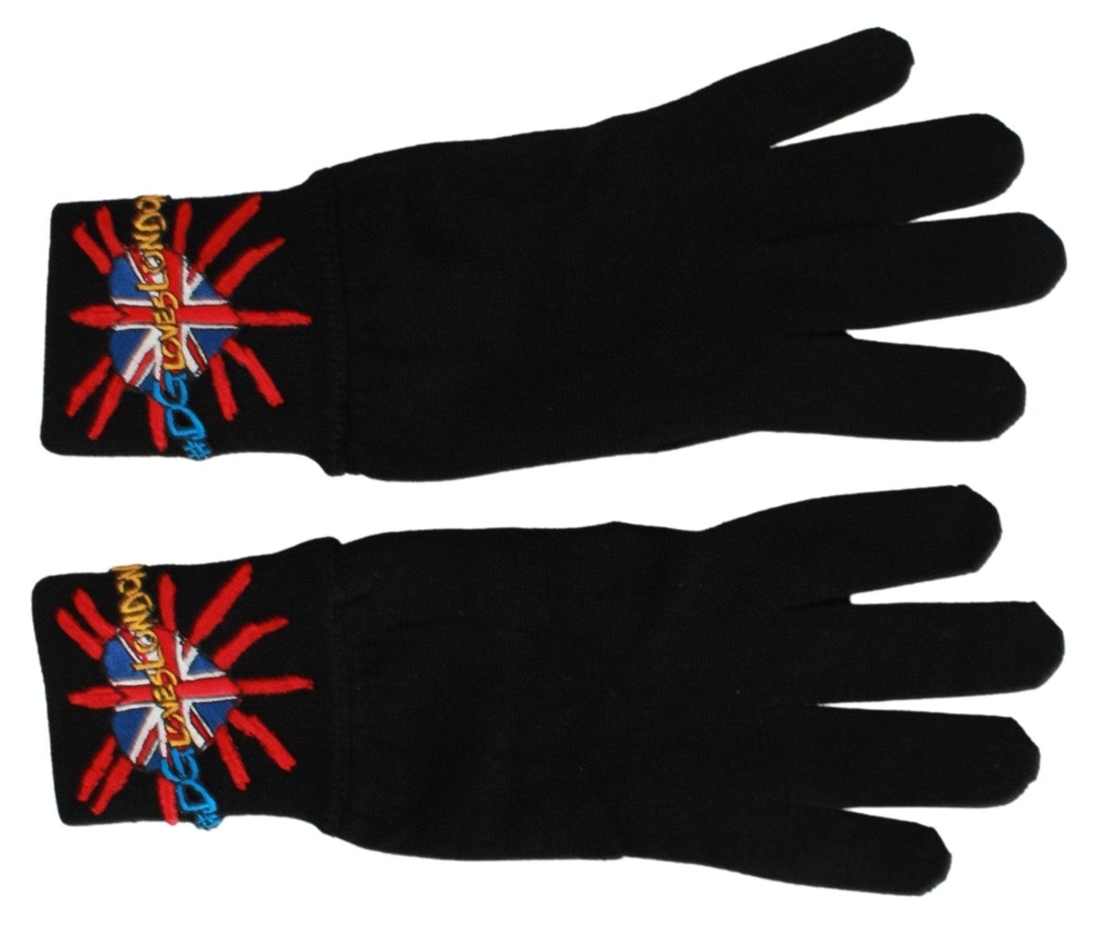 Guantes unisex elegantes de lana virgen negra de Dolce &amp; Gabbana