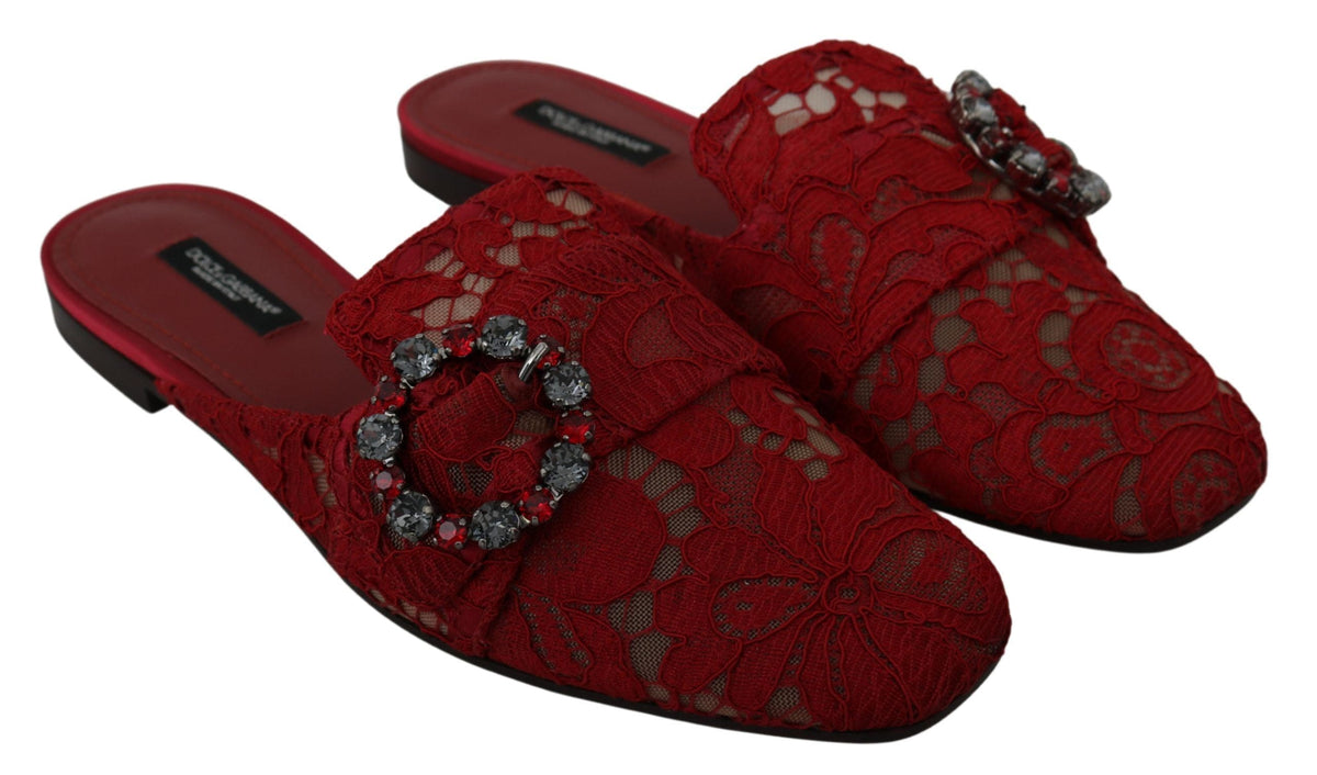 Ballerines plates Dolce &amp; Gabbana Radiant Red avec ornements en cristal