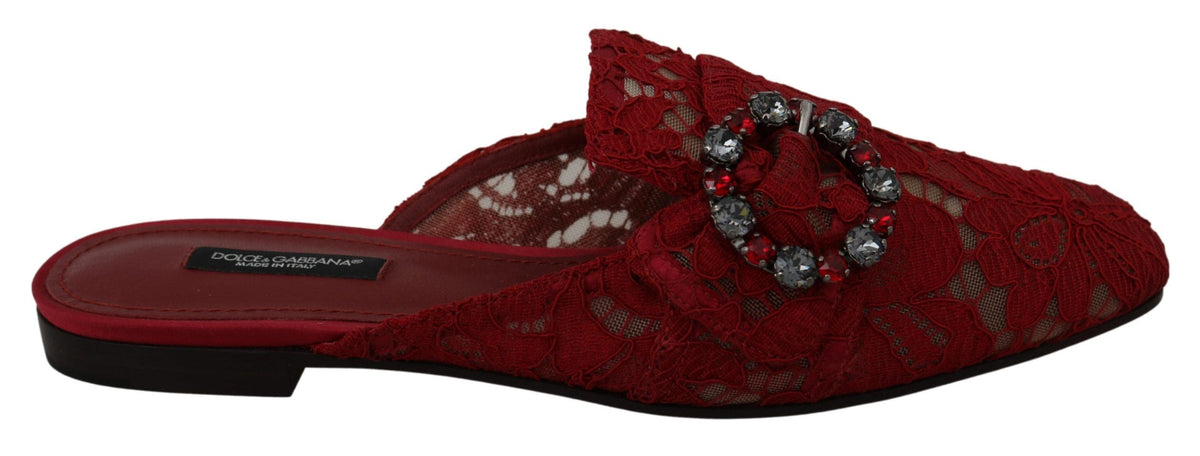 Ballerines plates Dolce &amp; Gabbana Radiant Red avec ornements en cristal