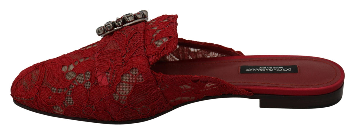 Ballerines plates Dolce &amp; Gabbana Radiant Red avec ornements en cristal