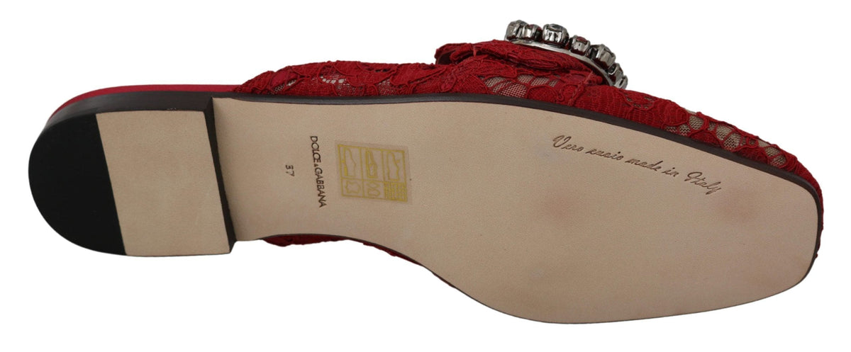 Ballerines plates Dolce &amp; Gabbana Radiant Red avec ornements en cristal