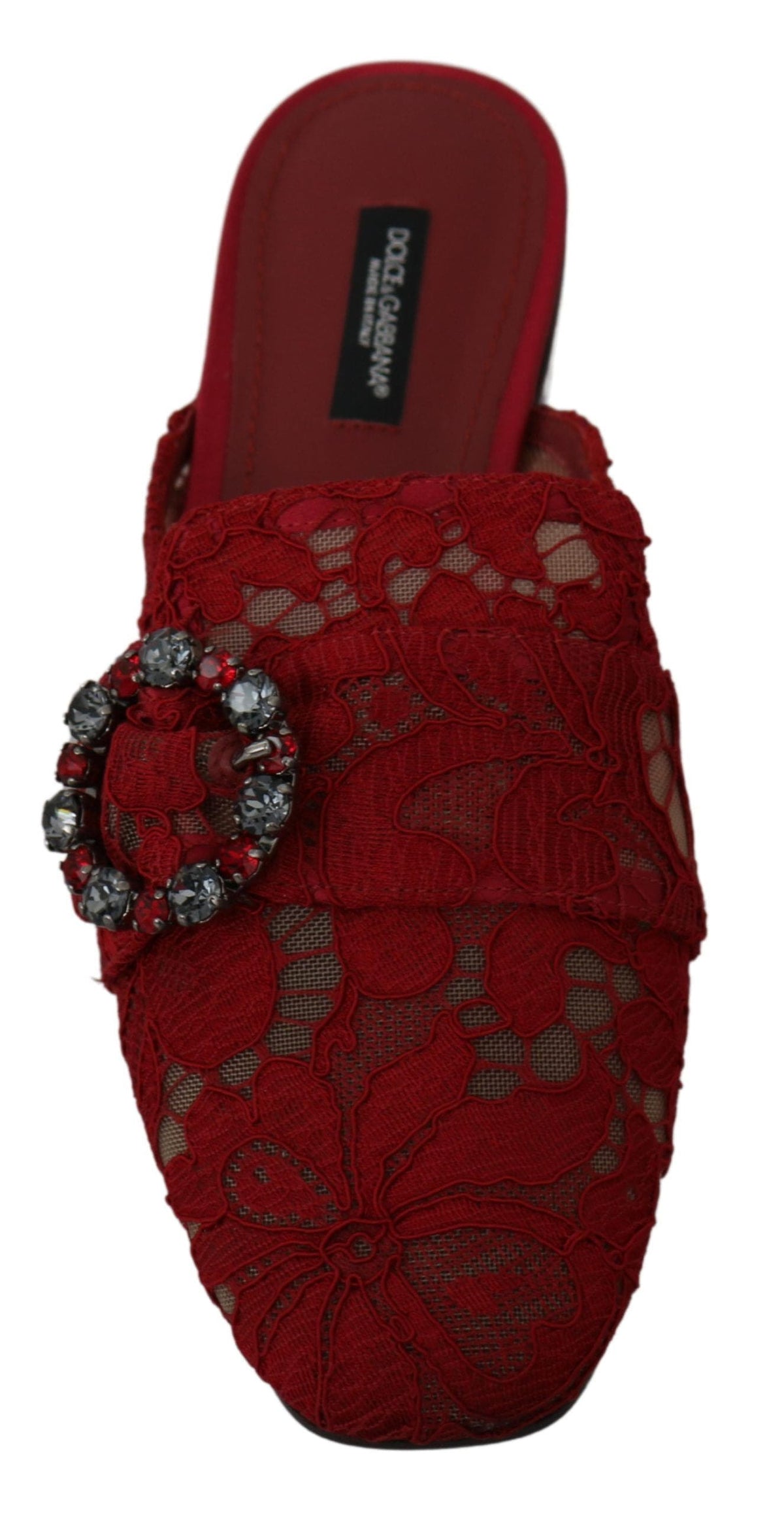 Ballerines plates Dolce &amp; Gabbana Radiant Red avec ornements en cristal