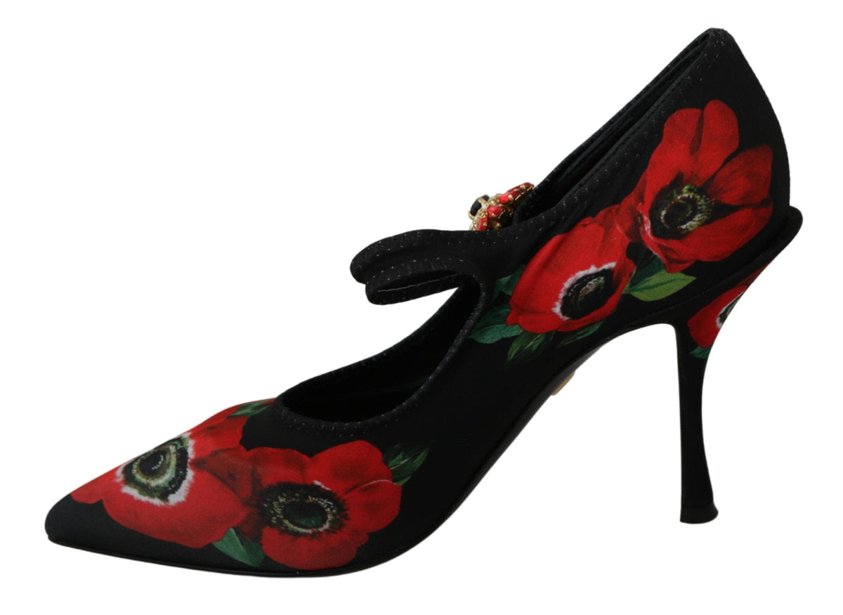 Escarpins Mary Janes fleuris Dolce &amp; Gabbana avec détails en cristal