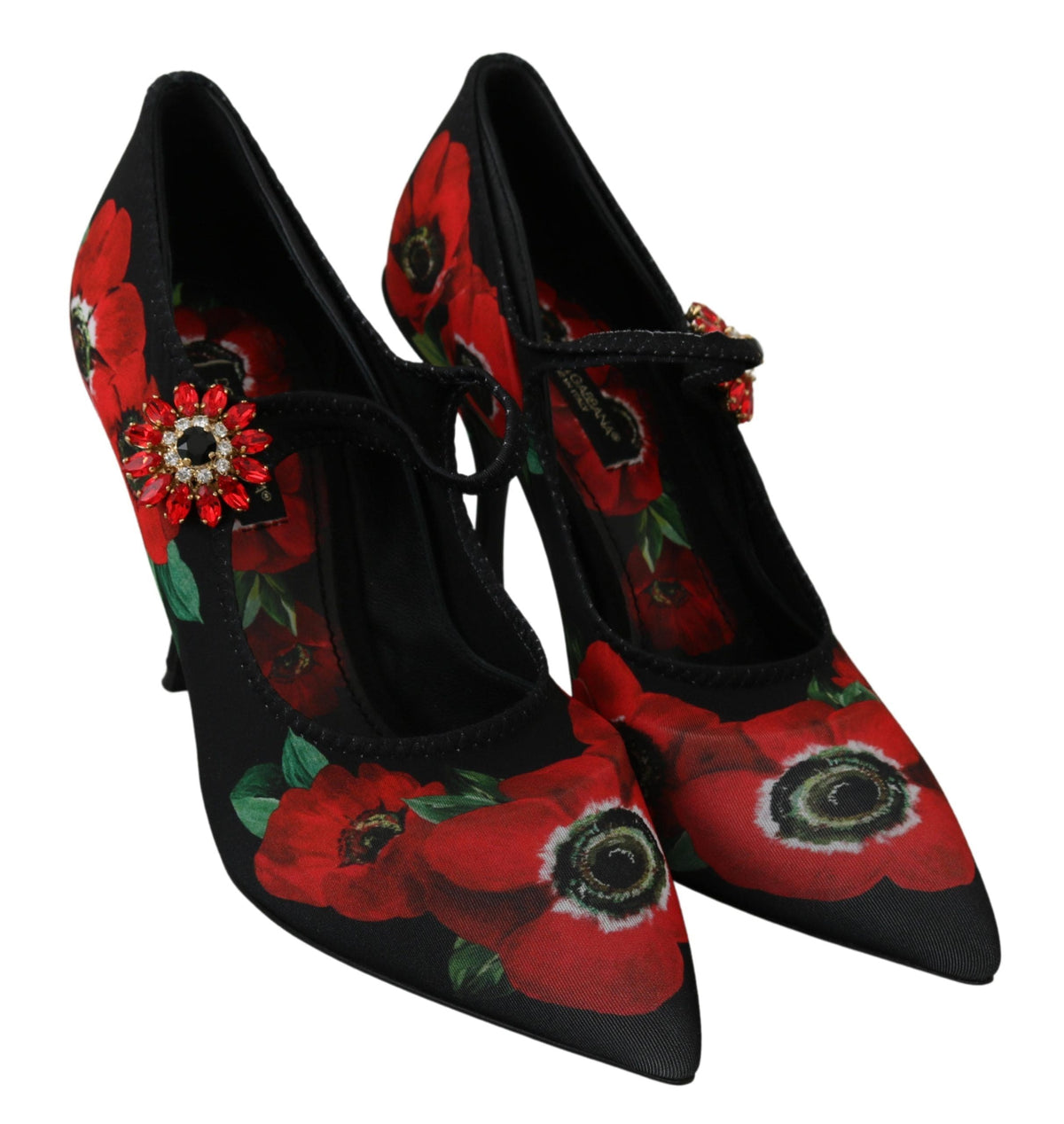 Zapatos Mary Jane con estampado floral y detalle de cristales de Dolce &amp; Gabbana