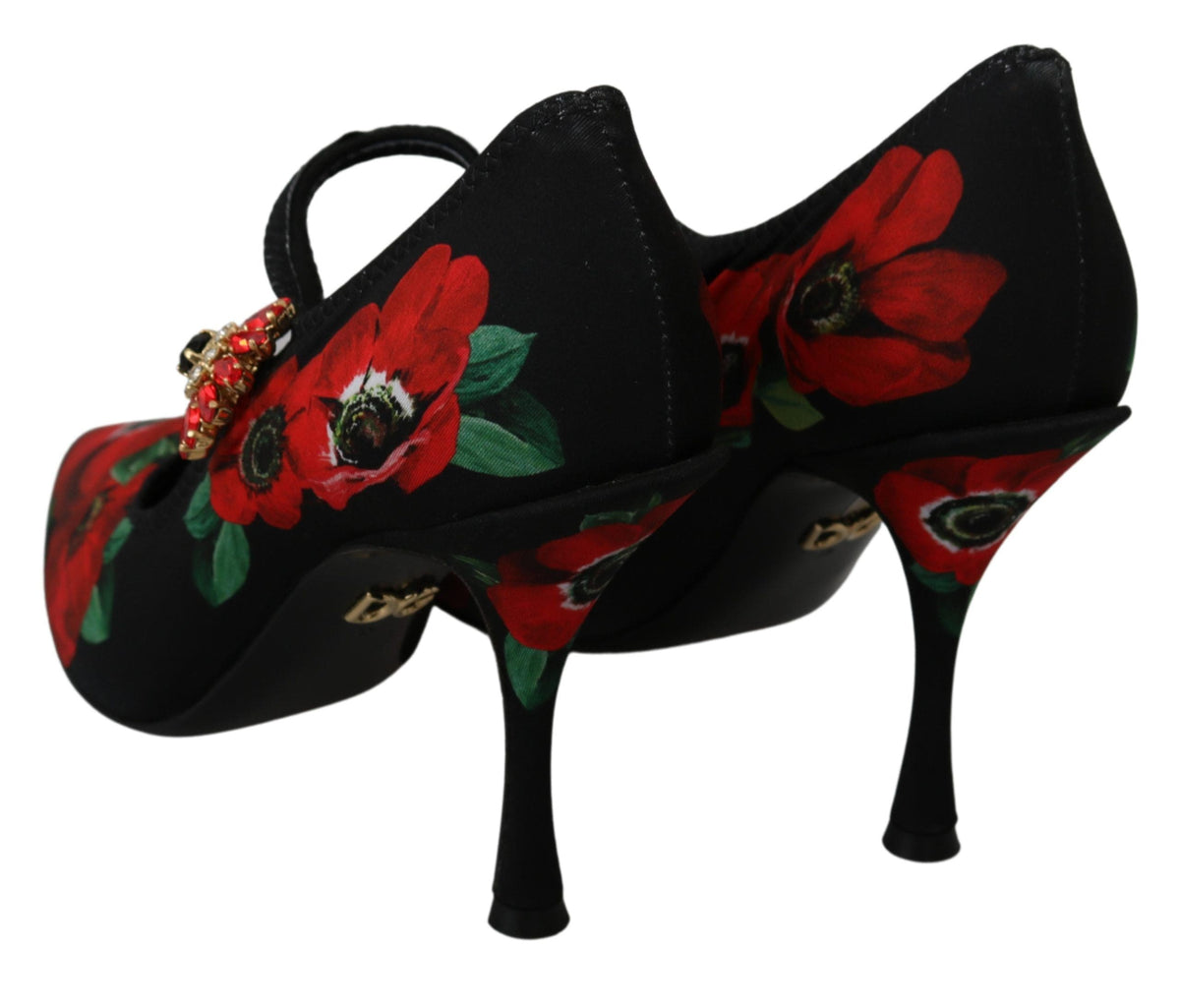 Escarpins Mary Janes fleuris Dolce &amp; Gabbana avec détails en cristal