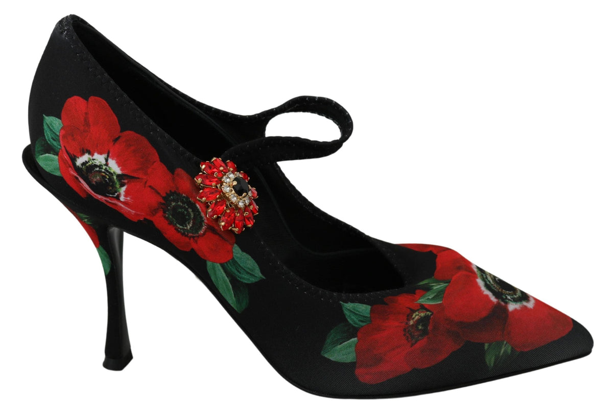 Zapatos Mary Jane con estampado floral y detalle de cristales de Dolce &amp; Gabbana