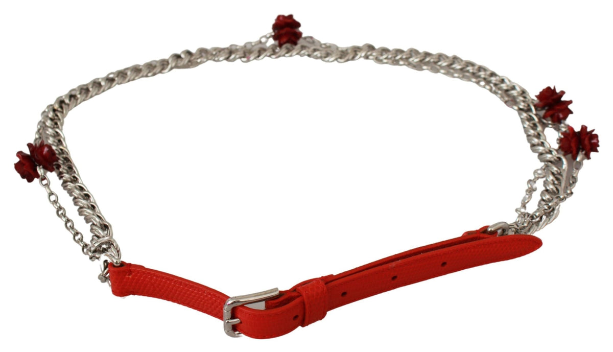 Ceinture élégante à imprimé floral rose Dolce &amp; Gabbana en rouge vif