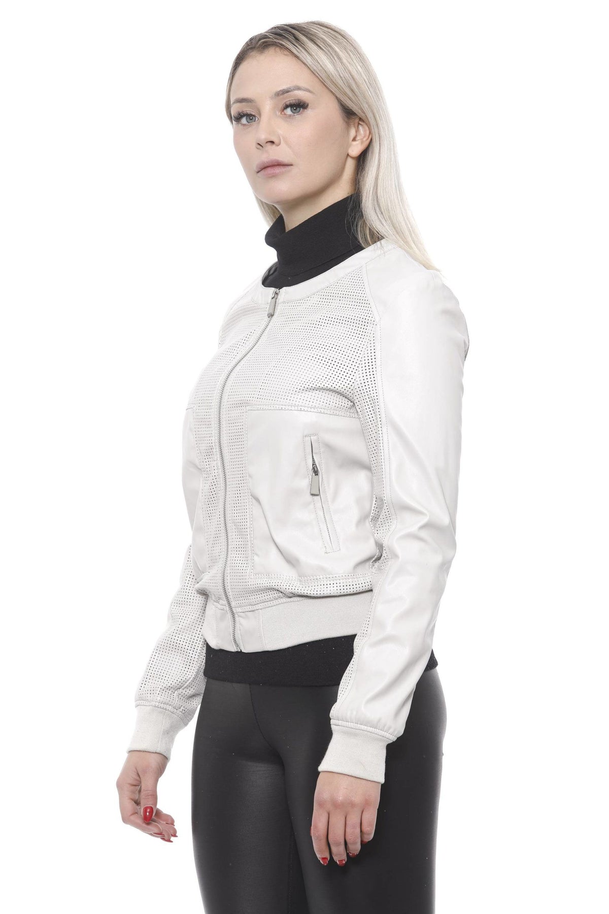 19V69 Italia Chic Chaqueta de piel sintética perforada beige