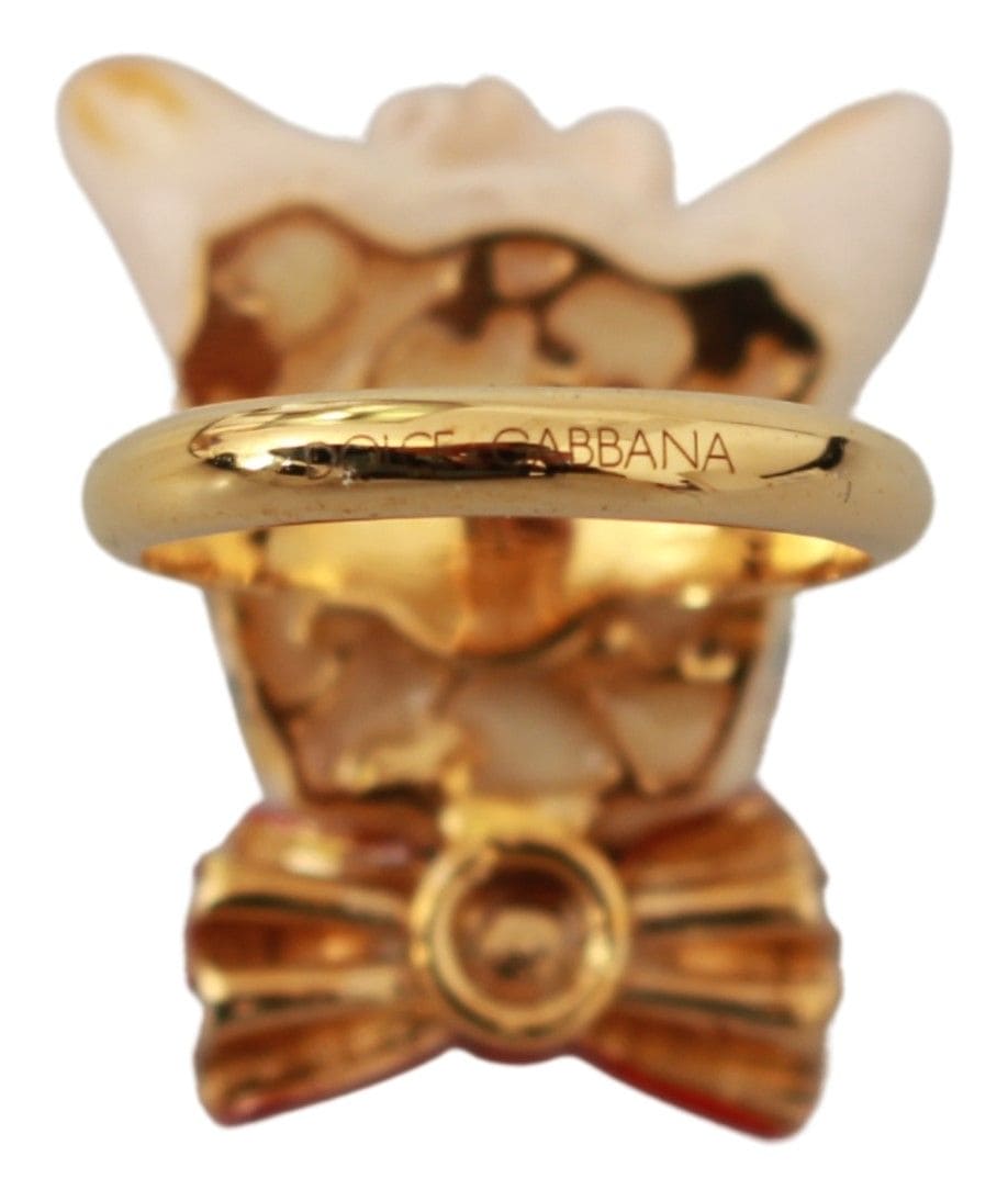 Anillo llamativo en tono dorado con diseño canino de Dolce &amp; Gabbana