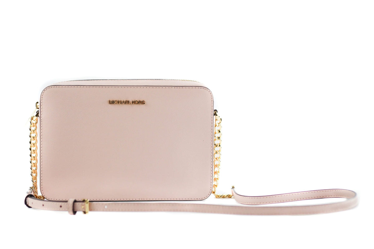 Sac à main à bandoulière en cuir Saffiano Jet Set Large East West de Michael Kors (Powder Blush)