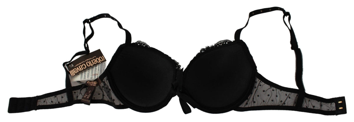 Soutien-gorge push-up élégant en dentelle noire Roberto Cavalli