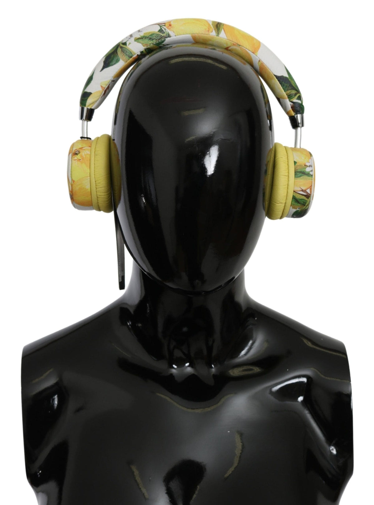 Casque audio Dolce &amp; Gabbana Chic en cuir blanc avec imprimé jaune