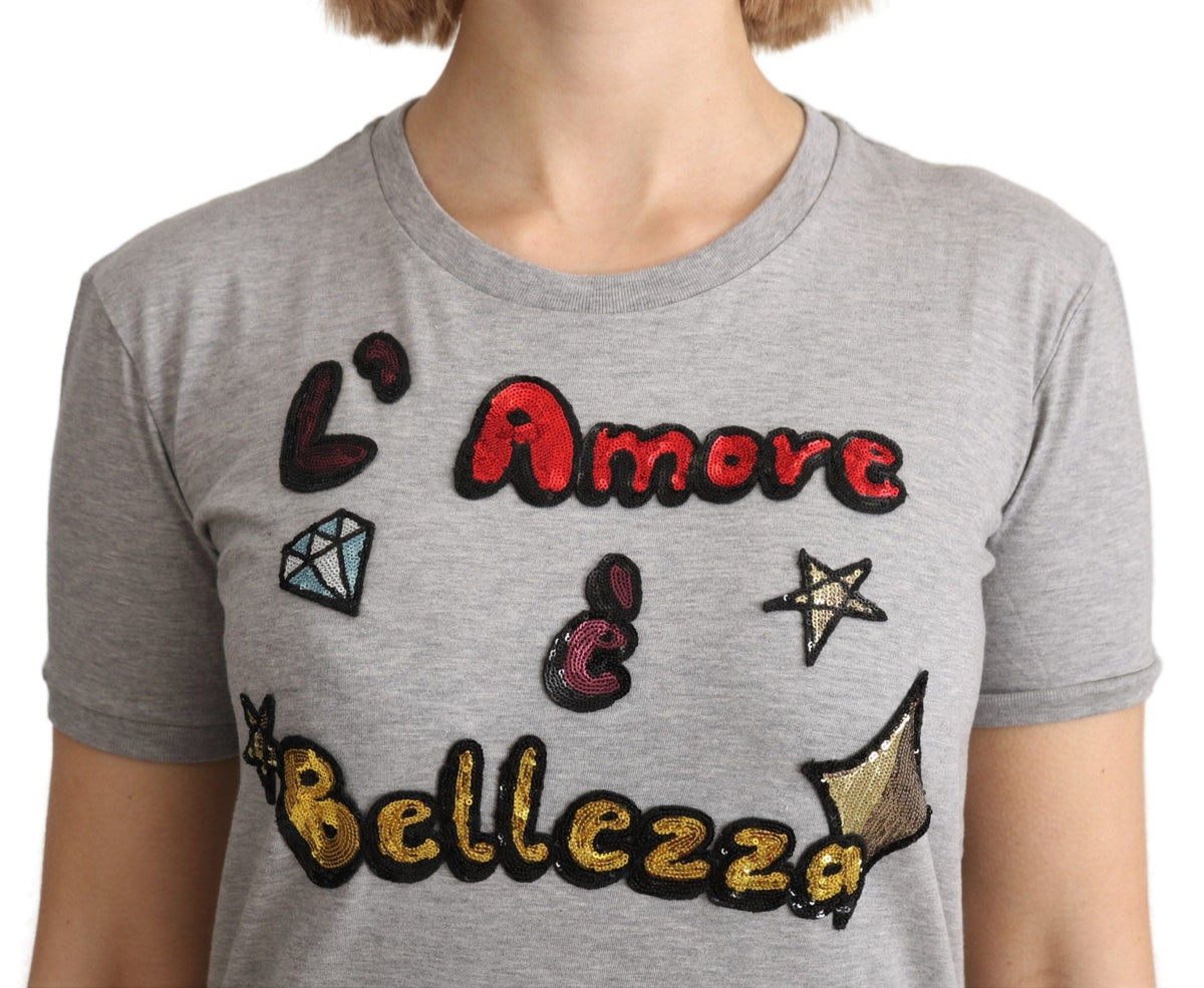 Camiseta de algodón con motivo de lentejuelas de Dolce &amp; Gabbana