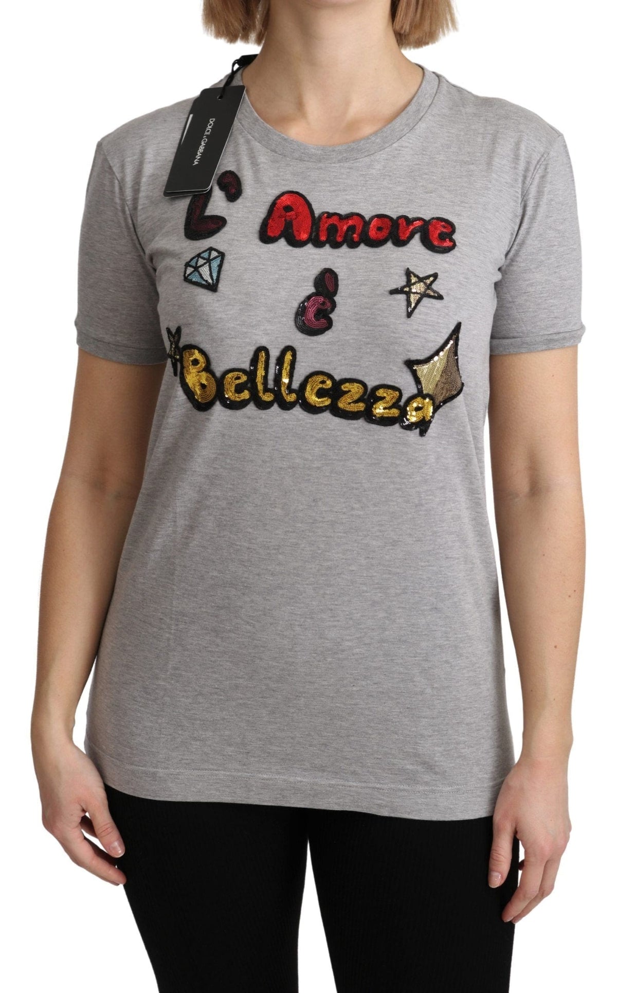 Camiseta de algodón con motivo de lentejuelas de Dolce &amp; Gabbana