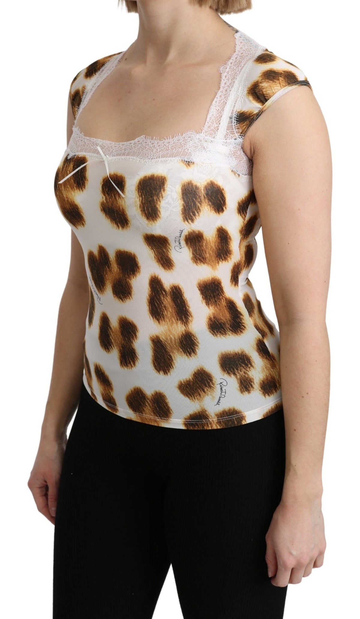 Blusa elegante con estampado de leopardo de Roberto Cavalli