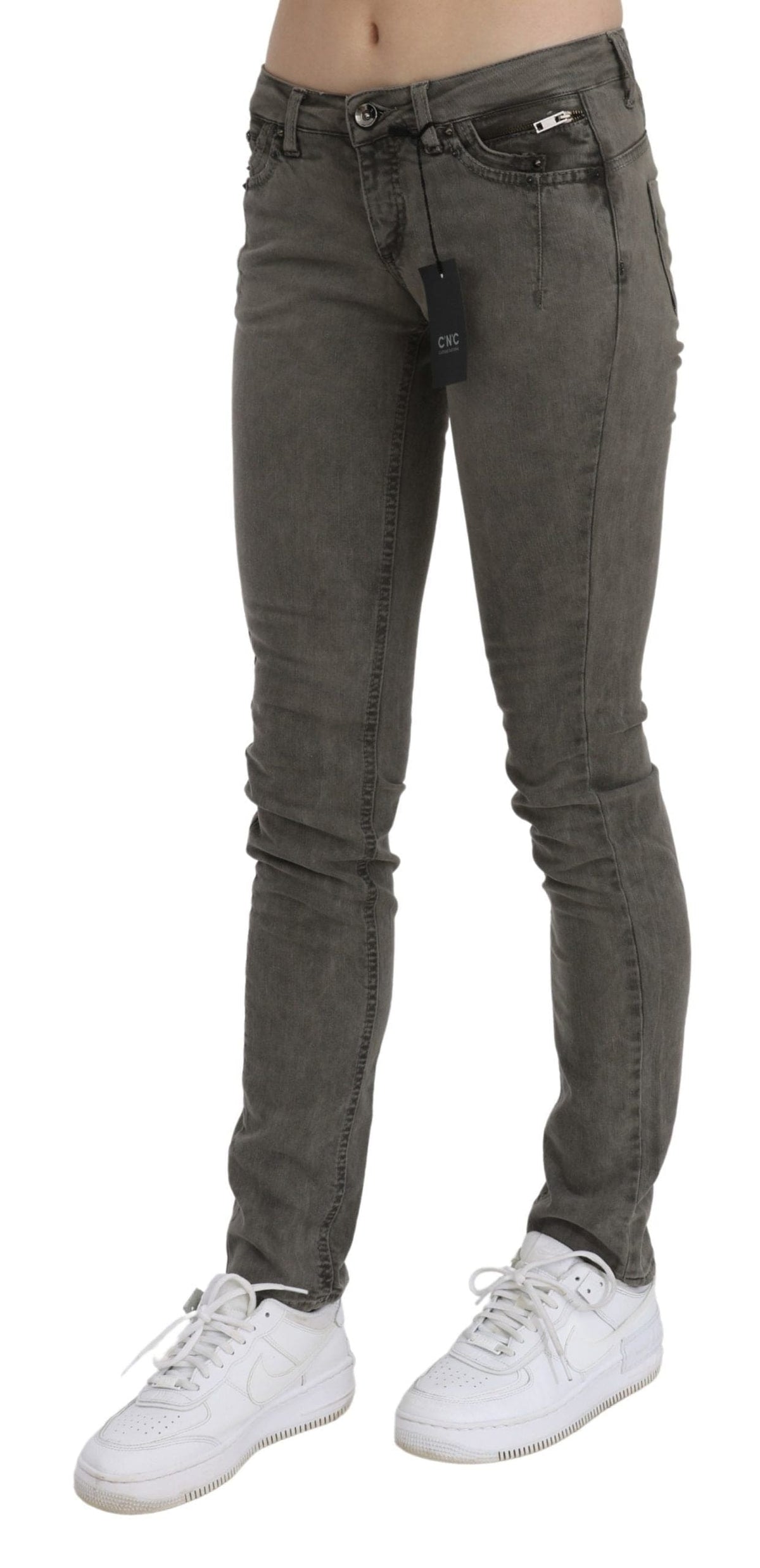 Costume National Chic Gris Slim Fit Coton Jeans