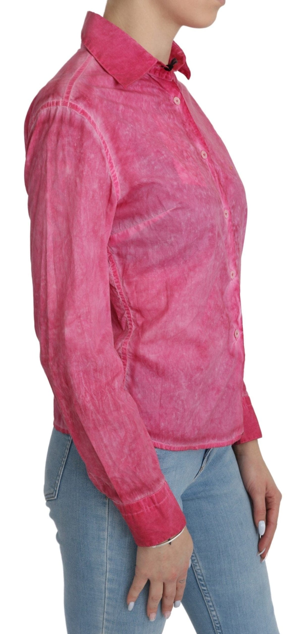 Elegante blusa polo de algodón rosa de Ermanno Scervino