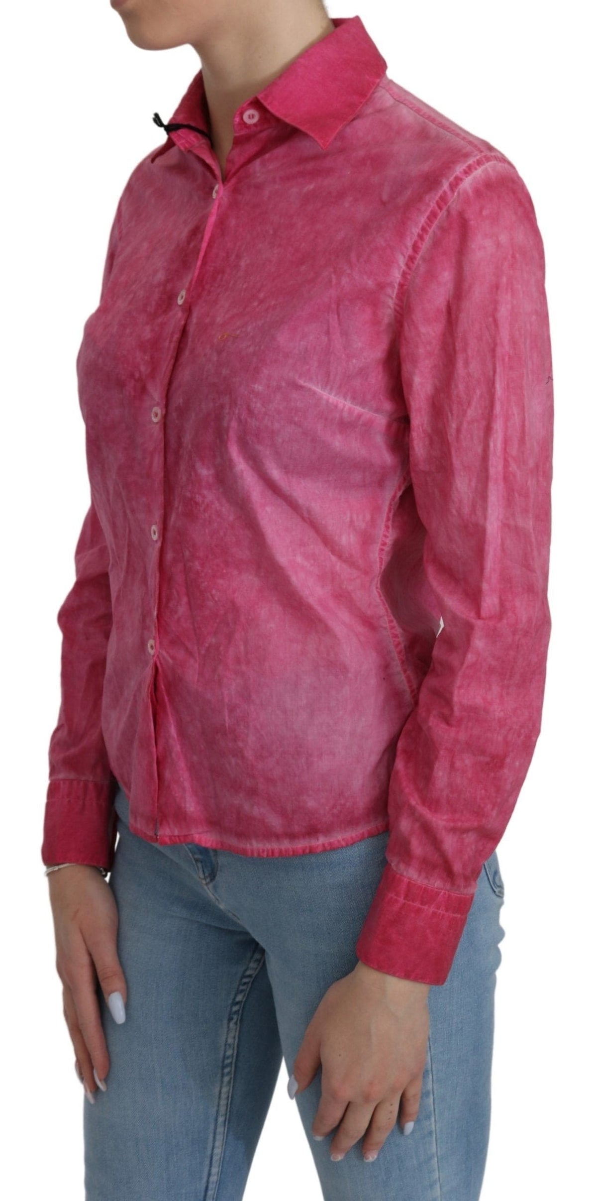 Elegante blusa polo de algodón rosa de Ermanno Scervino