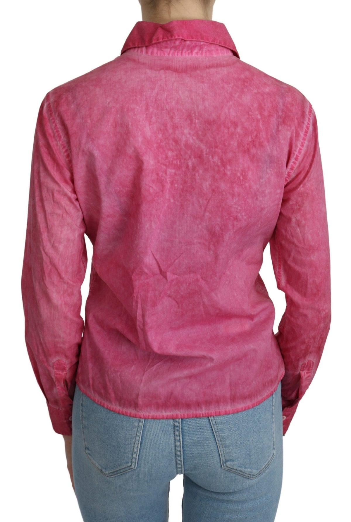 Elegante blusa polo de algodón rosa de Ermanno Scervino