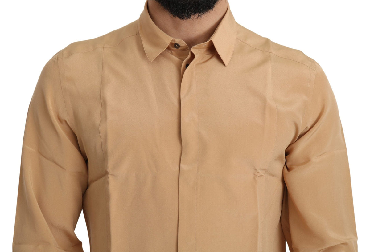 Chemise habillée en soie jaune élégante pour homme Dolce &amp; Gabbana