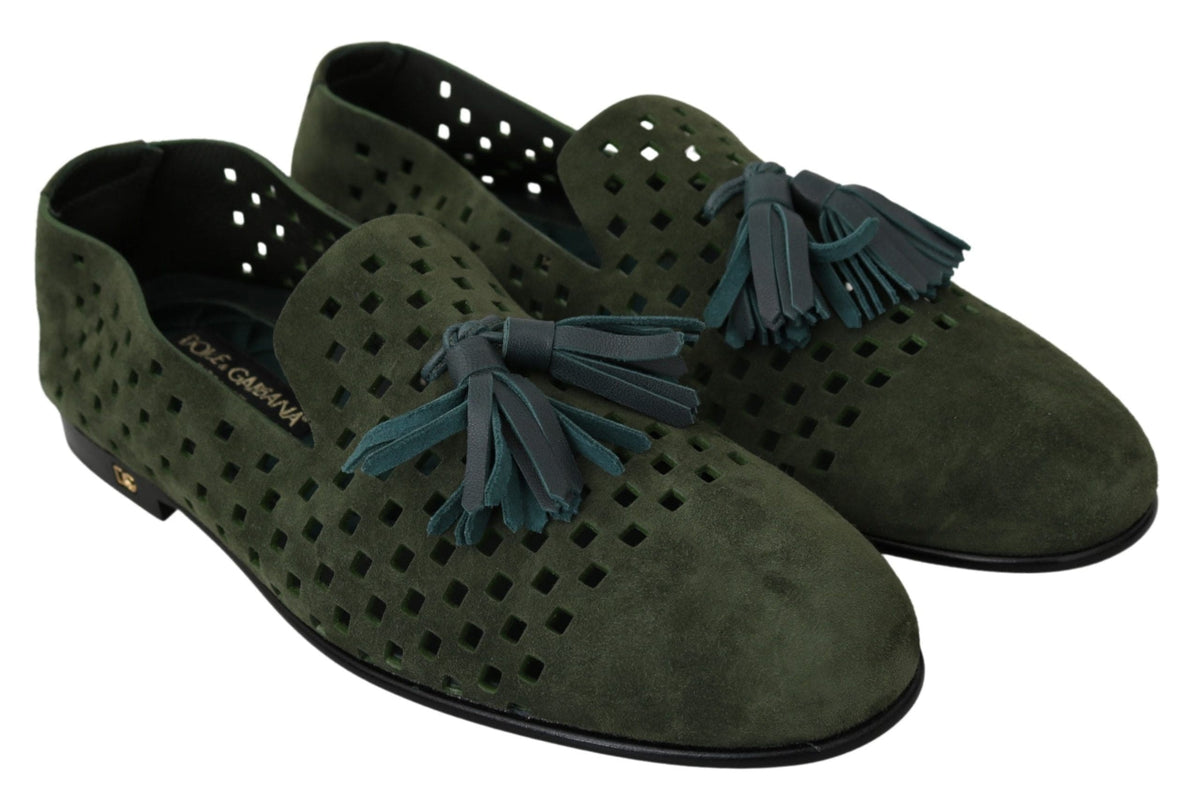 Mocasines elegantes de ante verde de Dolce &amp; Gabbana para hombre