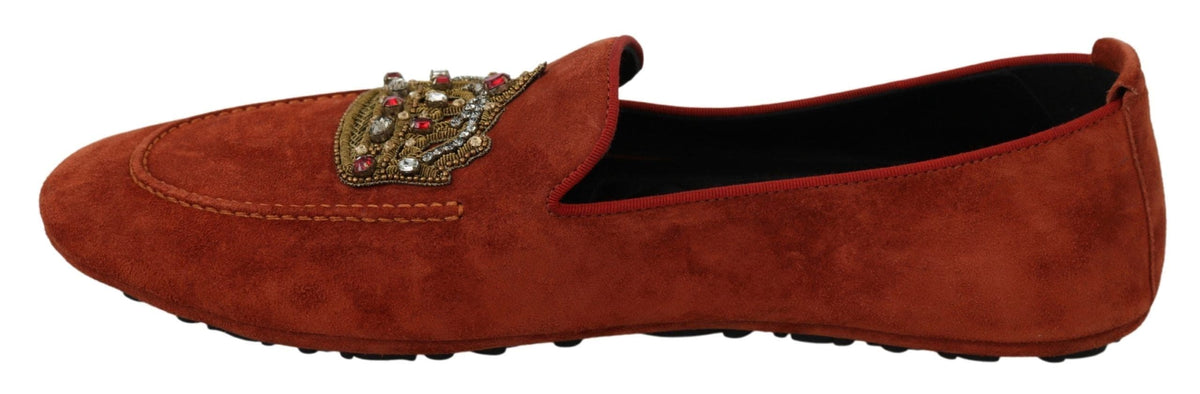 Chaussons mocassins élégants en cuir orange Dolce &amp; Gabbana