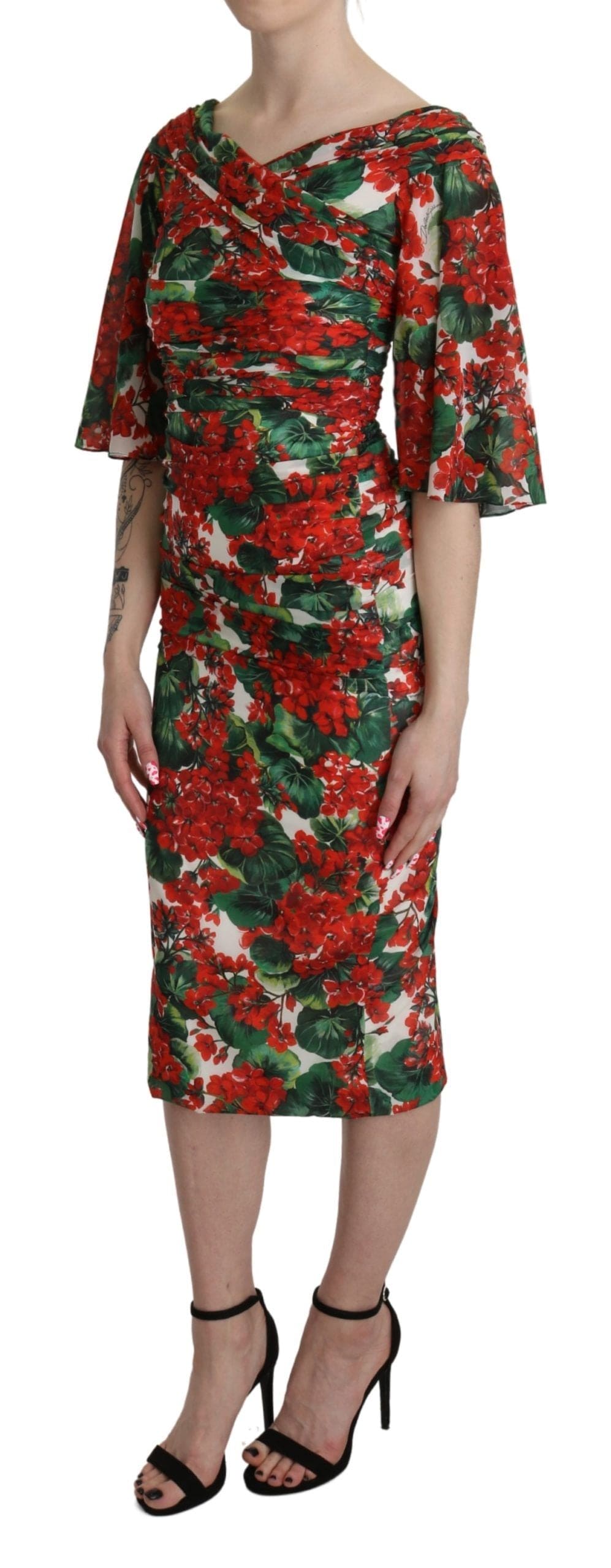 Robe fourreau mi-longue à imprimé floral enchanteur Dolce &amp; Gabbana