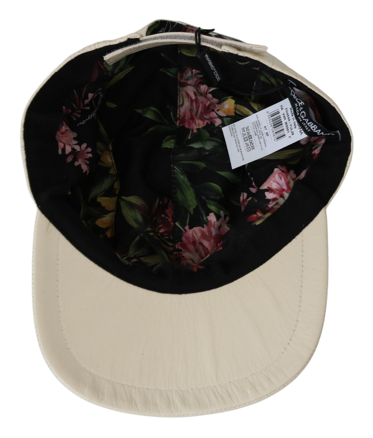 Gorra de béisbol elegante de piel de cordero blanca de Dolce &amp; Gabbana