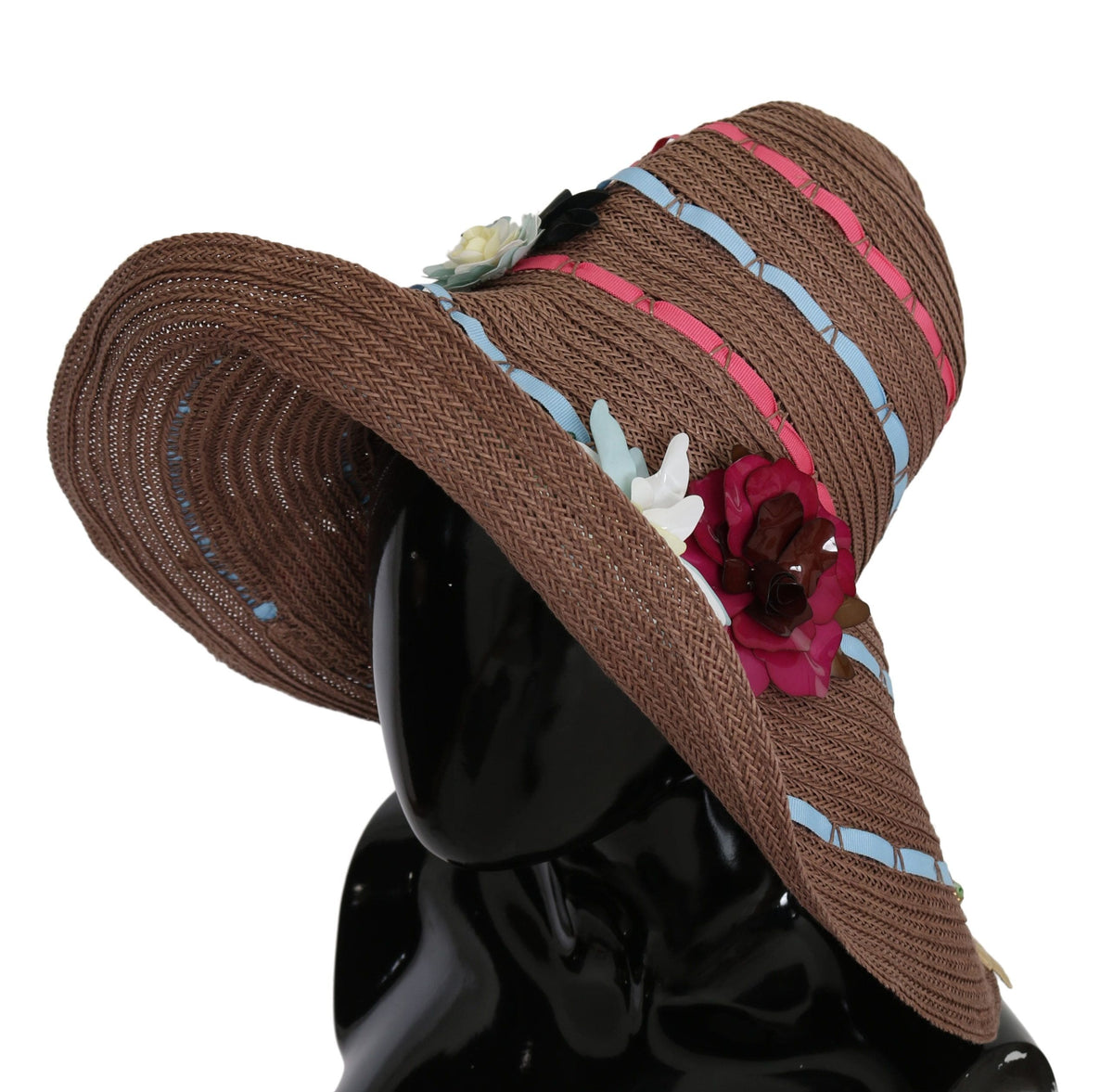 Elegante sombrero de paja flexible con detalles florales de Dolce &amp; Gabbana