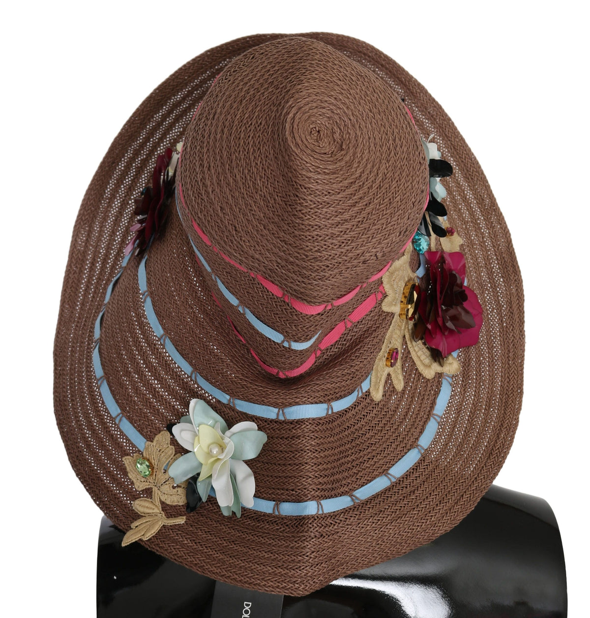 Elegante sombrero de paja flexible con detalles florales de Dolce &amp; Gabbana