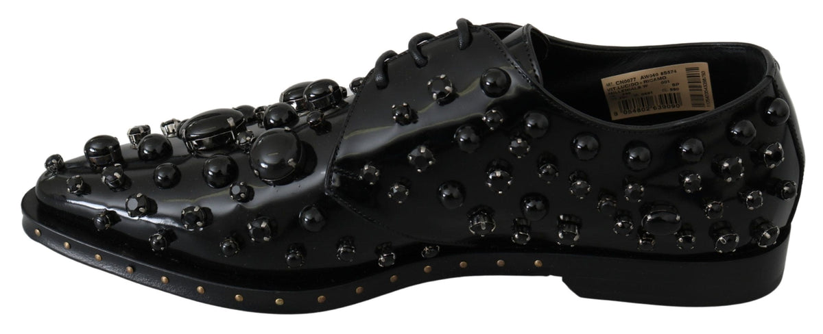 Chaussures habillées noires élégantes Dolce &amp; Gabbana avec cristaux