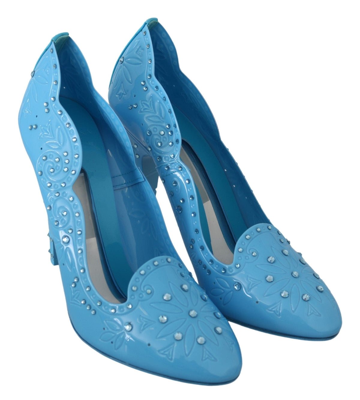 Zapatos de salón de estilo Cenicienta con adornos de cristal en tonos azules de Dolce &amp; Gabbana