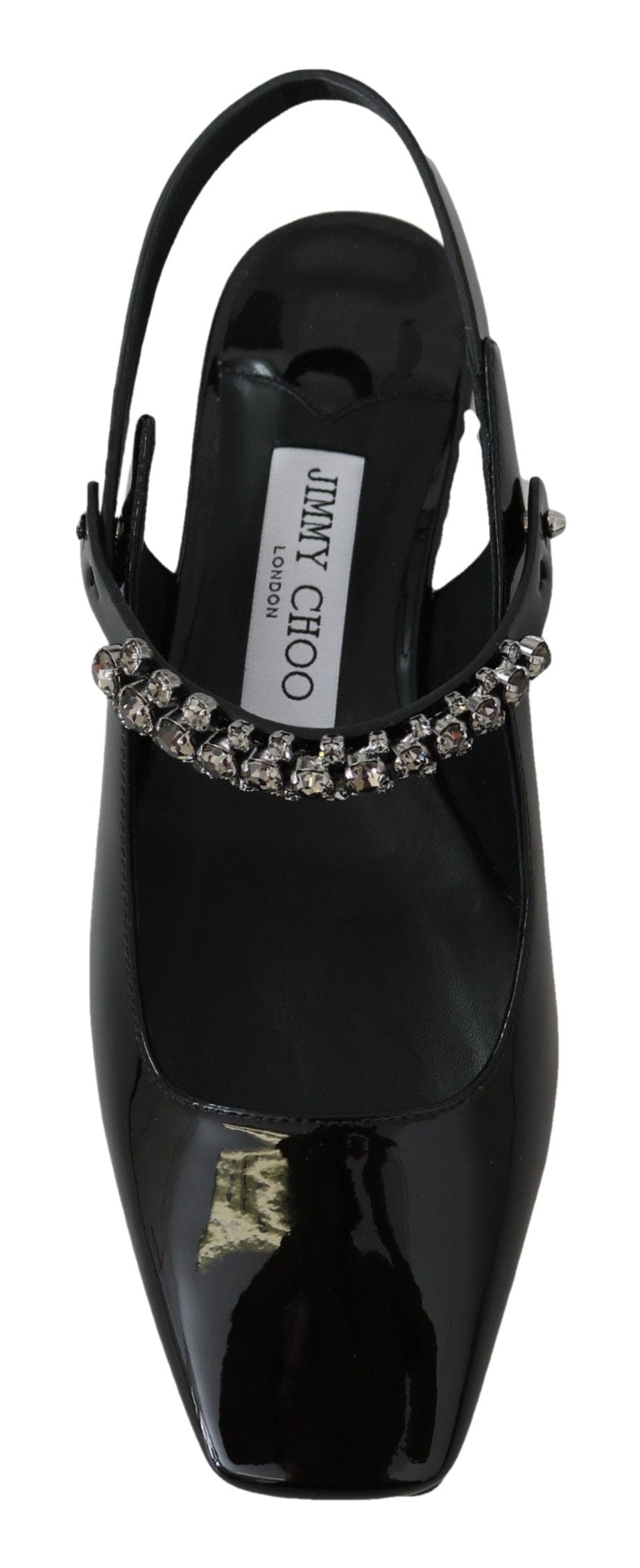 Jimmy Choo Ballerines élégantes en cuir verni noir avec accents en cristal