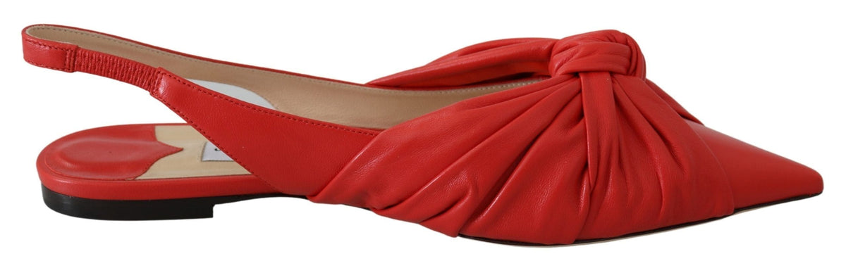 Zapatos planos de cuero con punta en rojo Chic de Jimmy Choo