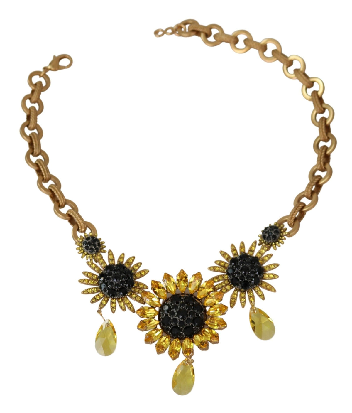 Collier élégant Dolce &amp; Gabbana à cristaux et fleurs dorées