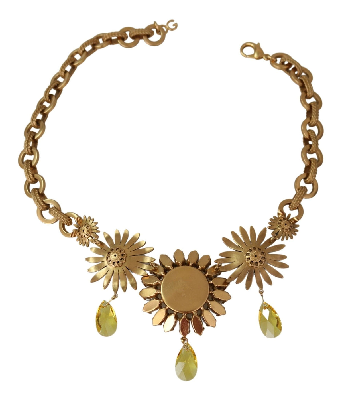 Collier élégant Dolce &amp; Gabbana à cristaux et fleurs dorées