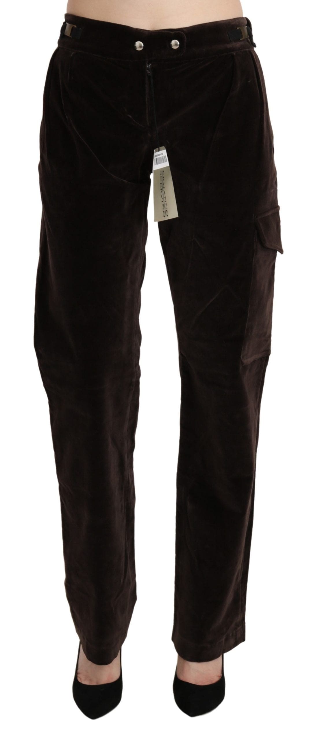 Pantalon cargo taille haute chic Ermanno Scervino en marron sophistiqué