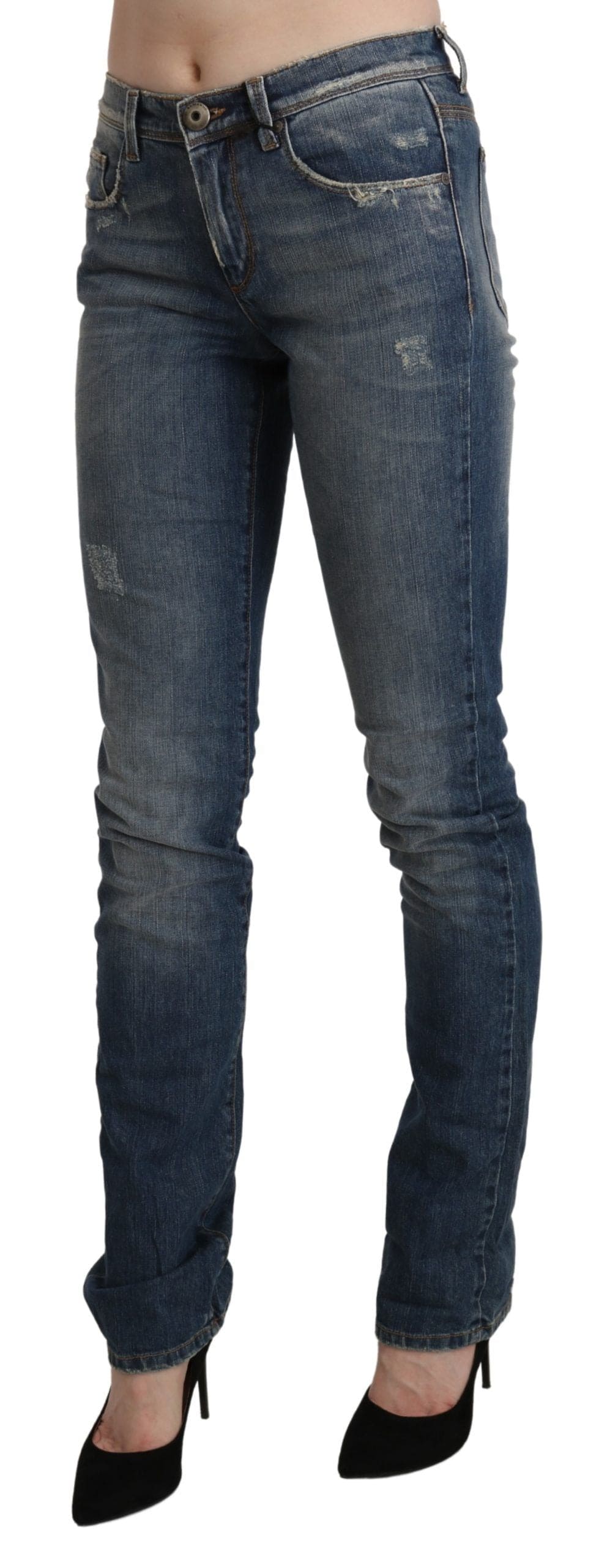 Jean skinny taille moyenne chic Ermanno Scervino en bleu délavé