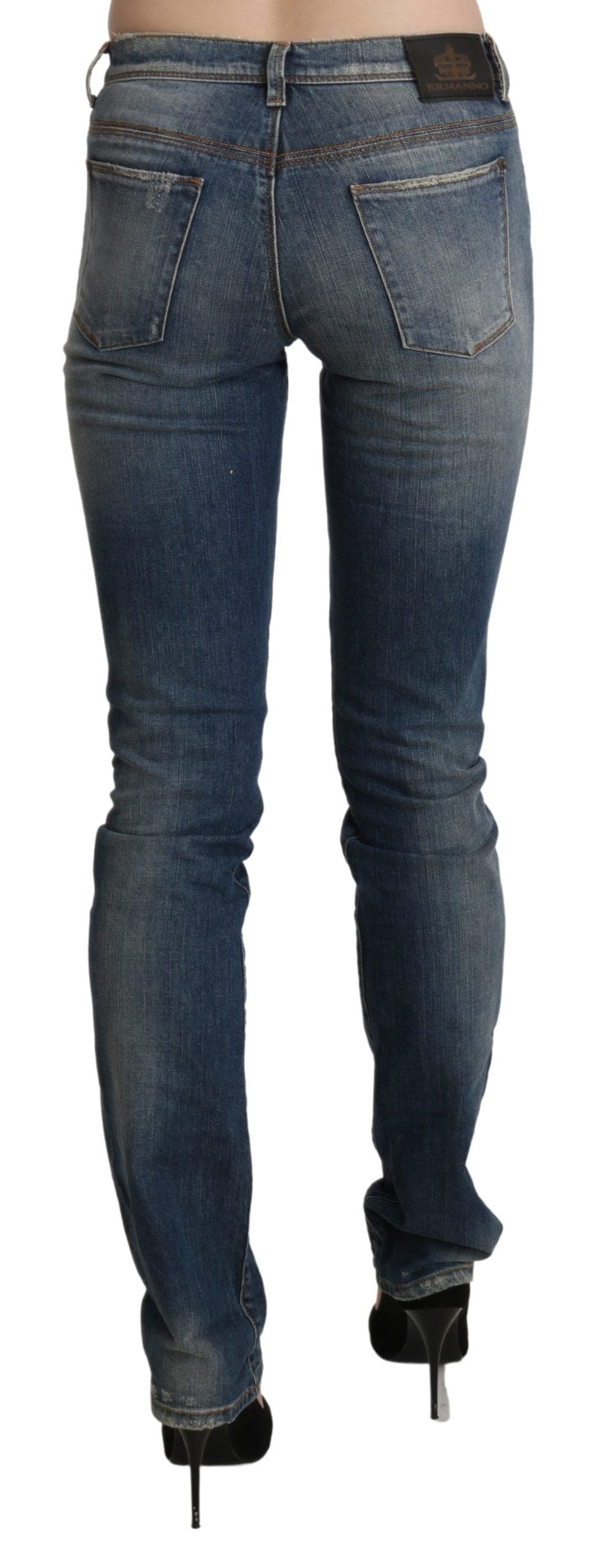 Jean skinny taille moyenne chic Ermanno Scervino en bleu délavé