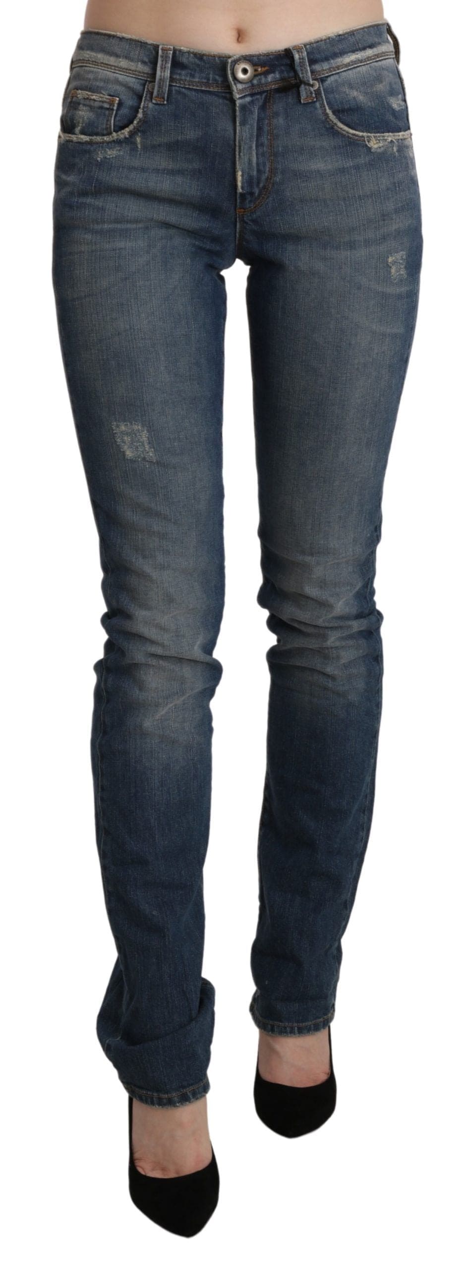 Jean skinny taille moyenne chic Ermanno Scervino en bleu délavé