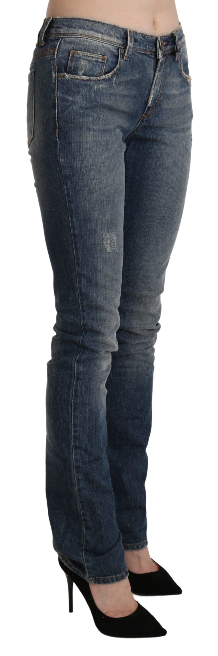 Jean skinny taille moyenne chic Ermanno Scervino en bleu délavé