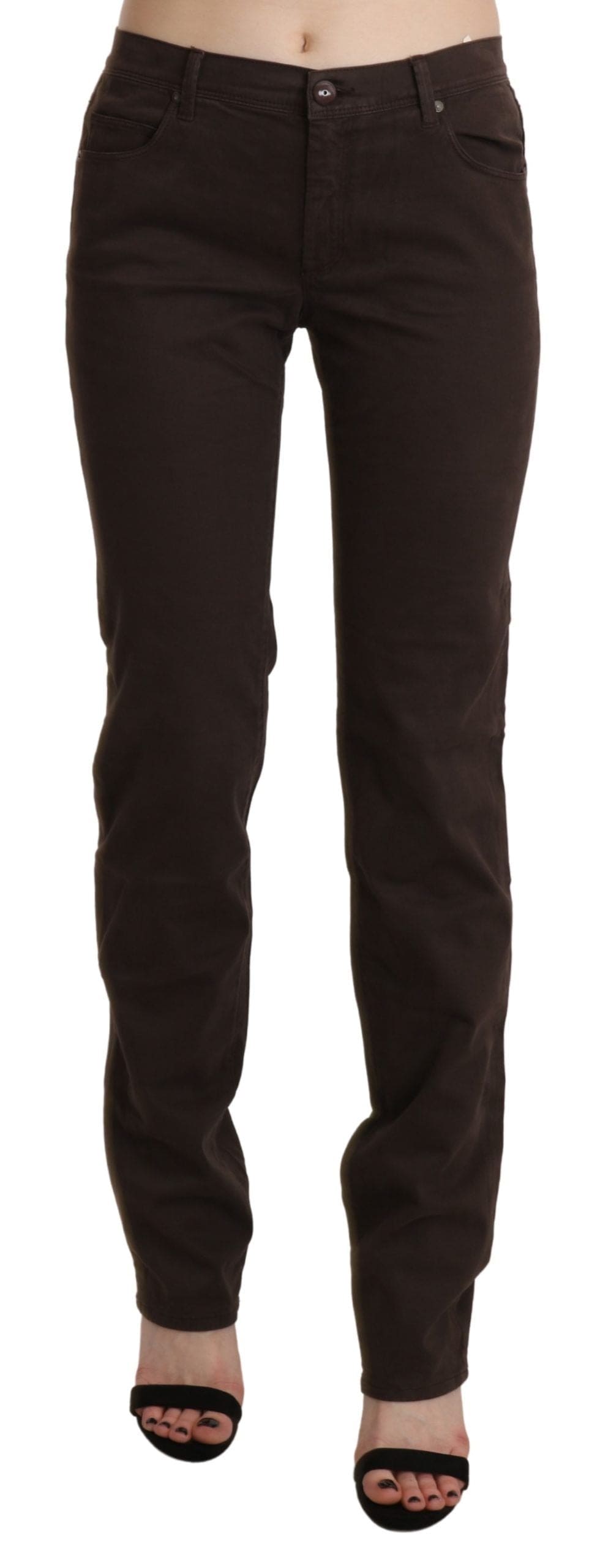 Pantalon skinny taille moyenne marron chic Ermanno Scervino