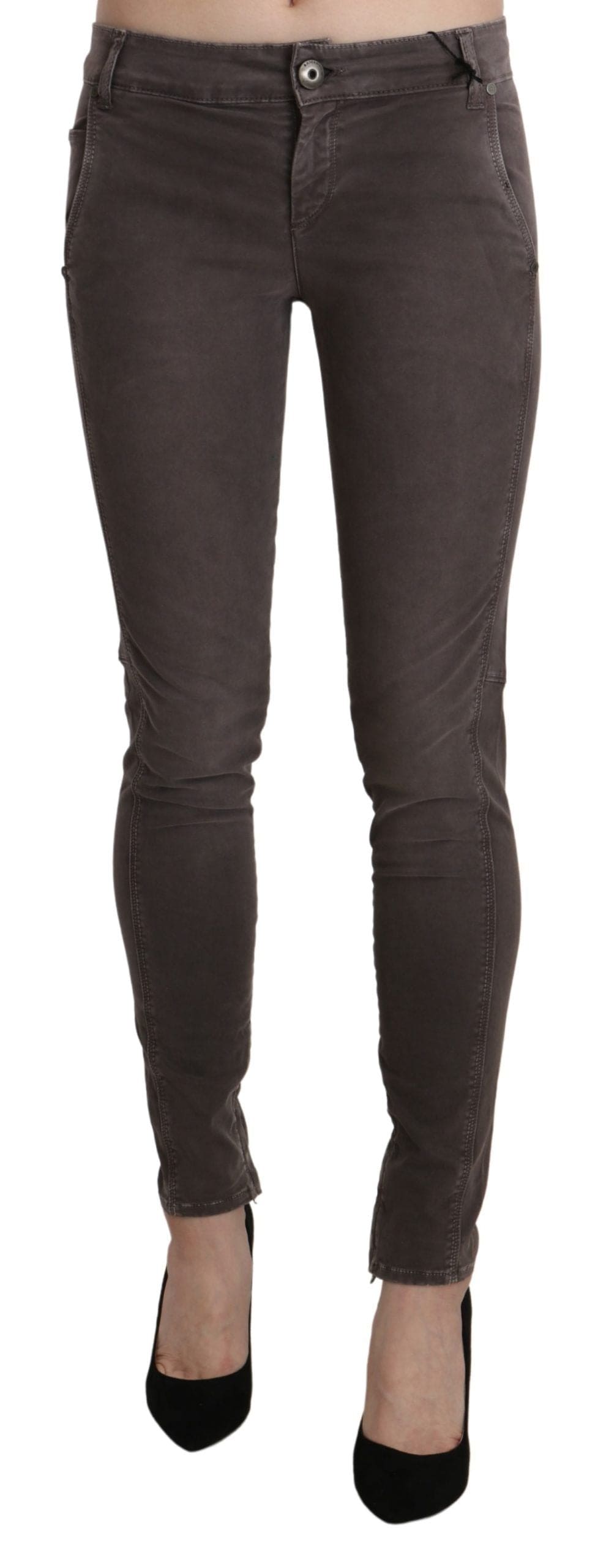 Pantalon skinny taille basse marron chic Ermanno Scervino