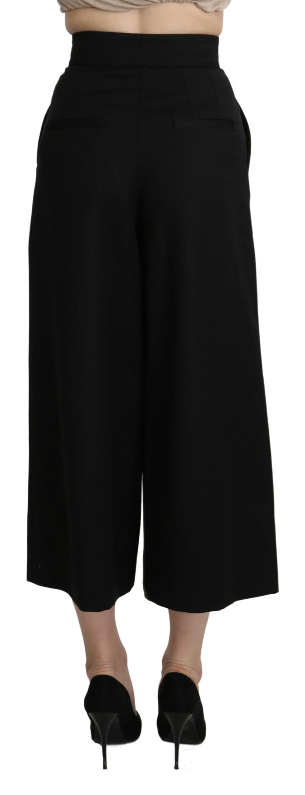 Pantalon élégant taille haute en laine vierge à jambe large Dolce &amp; Gabbana