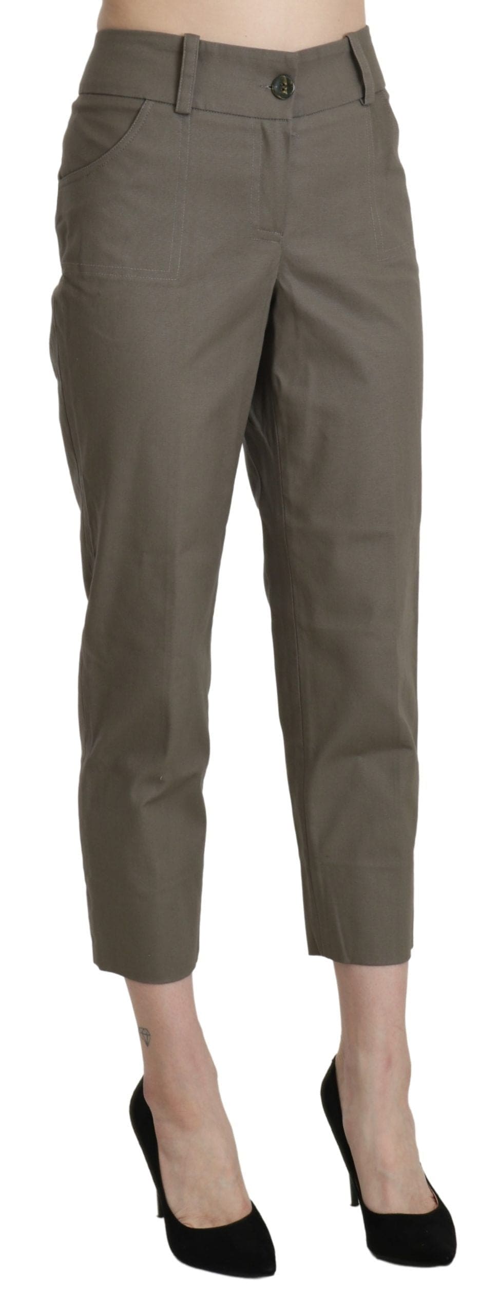 Pantalon court taille haute élégant BENCIVENGA en gris